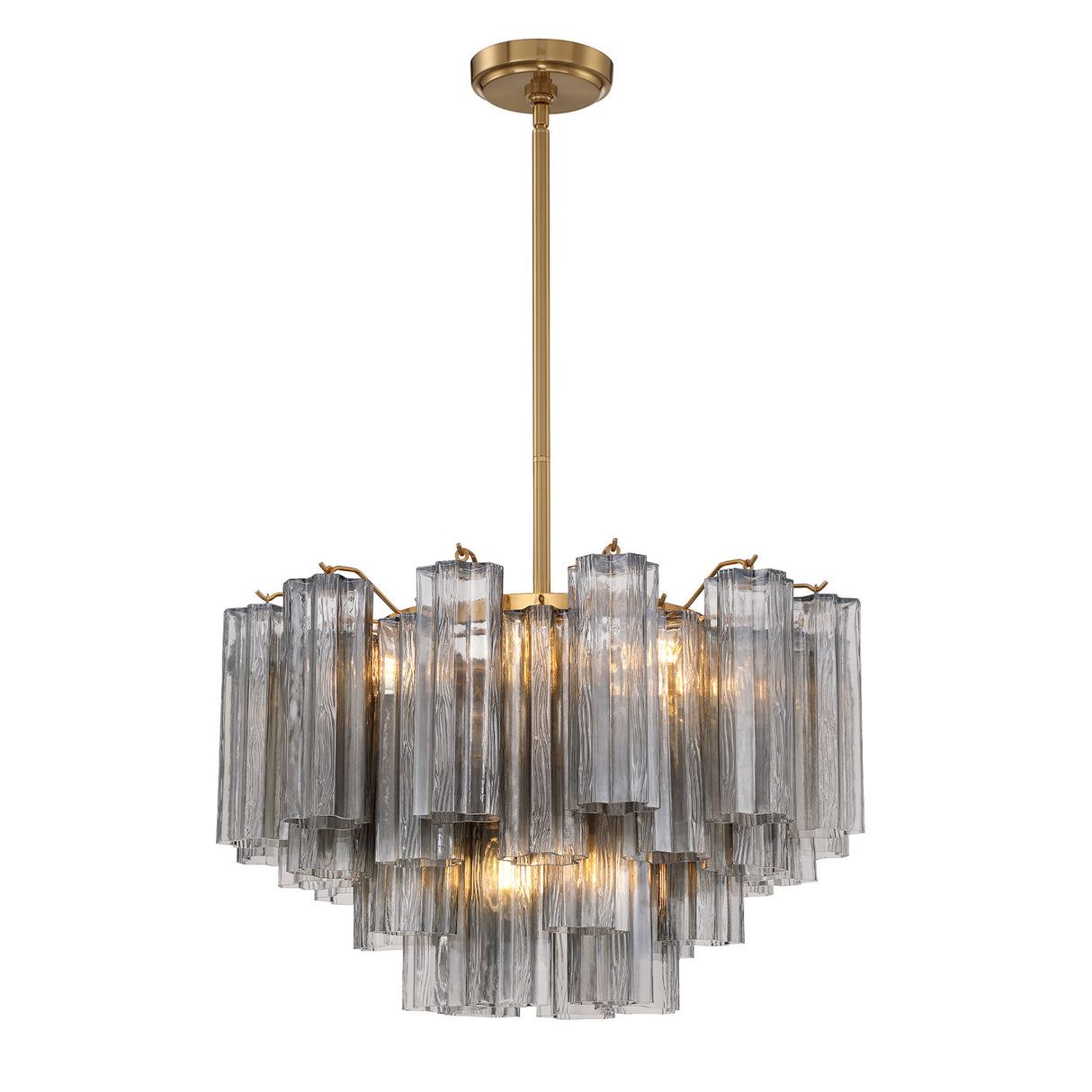 Grace 9 Light Chandelier 22", Brass with Smoke Glass