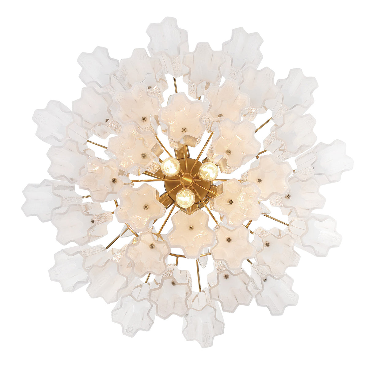 Grace 9 Light Chandelier 22", Brass with White Glass