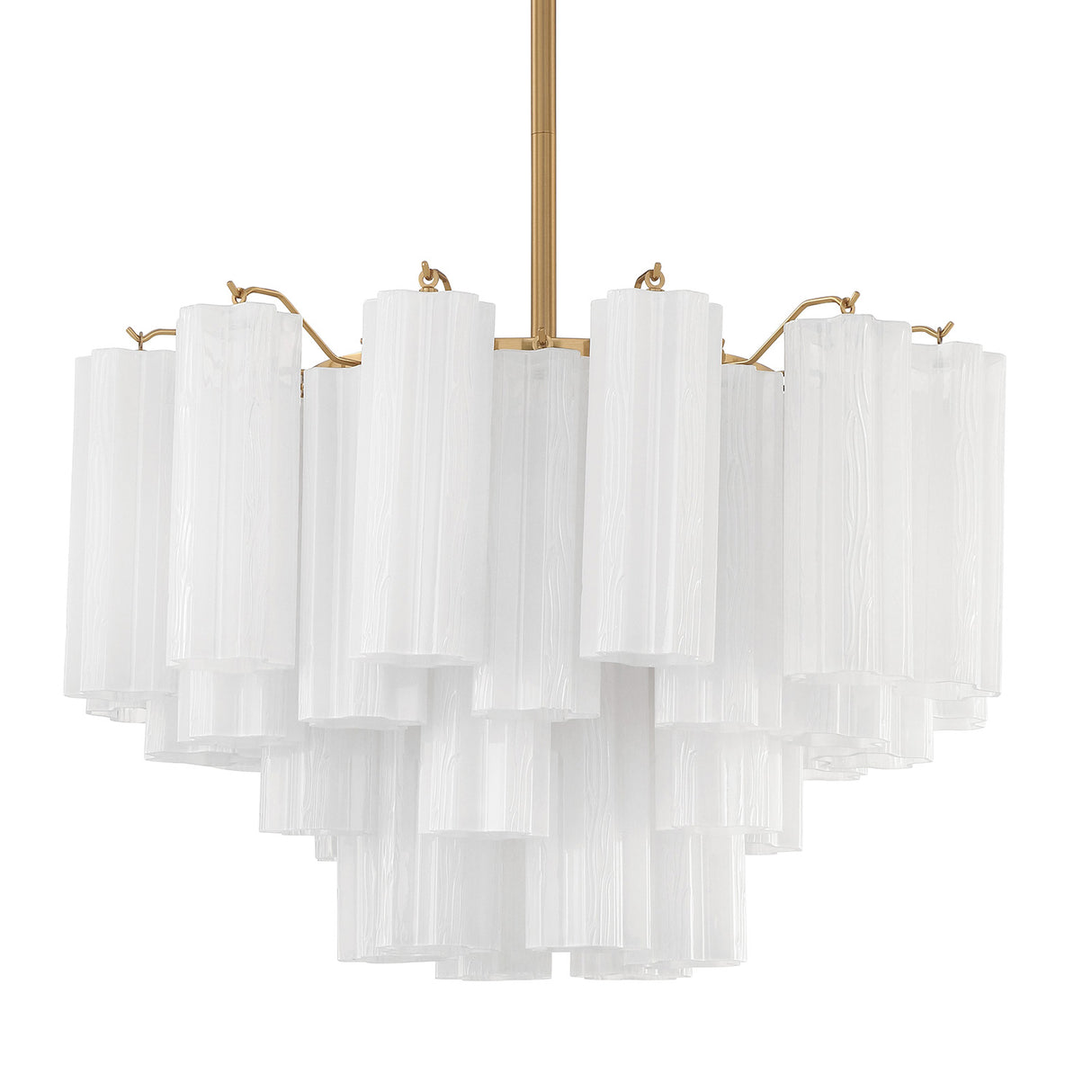 Grace 9 Light Chandelier 22", Brass with White Glass