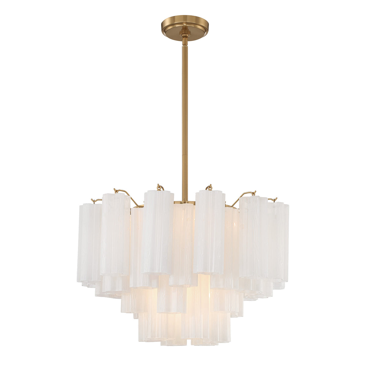 Grace 9 Light Chandelier 22", Brass with White Glass