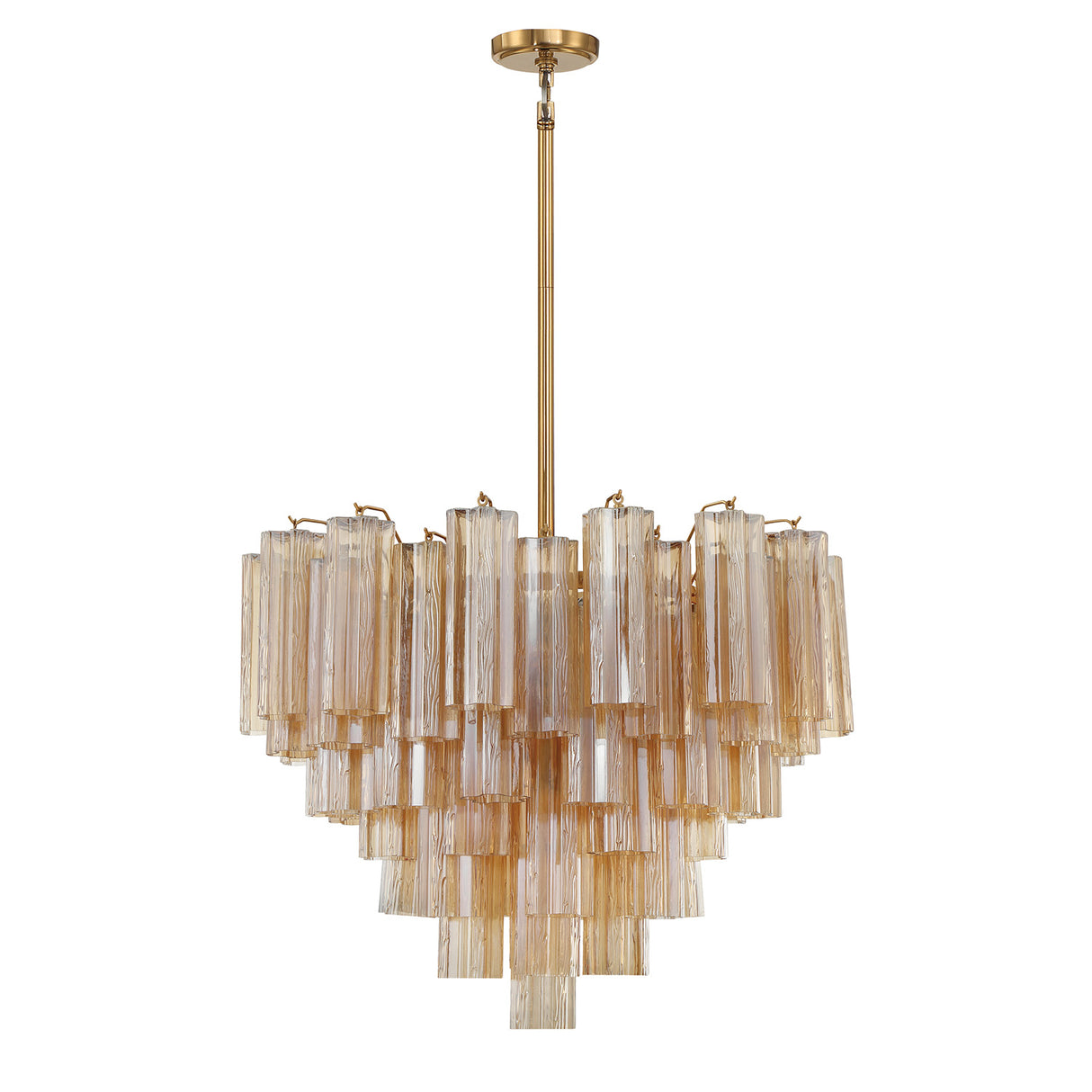 Grace 12 Light Chandelier 27", Brass with Topaz Glass