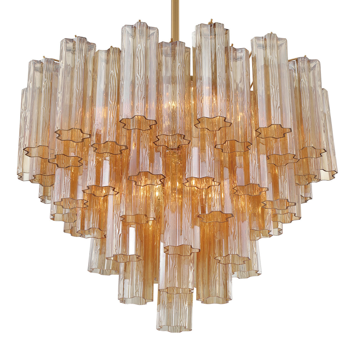 Grace 12 Light Chandelier 27", Brass with Topaz Glass