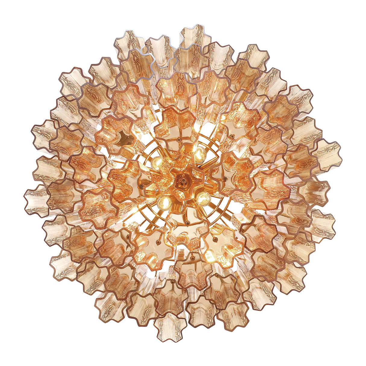 Grace 12 Light Chandelier 27", Brass with Topaz Glass