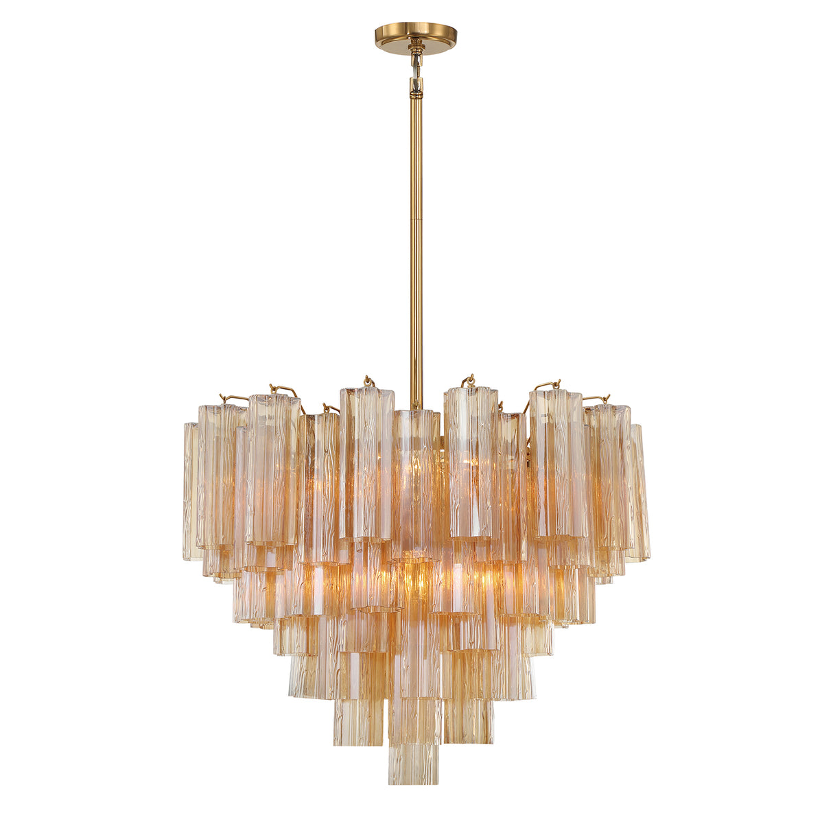 Grace 12 Light Chandelier 27", Brass with Topaz Glass