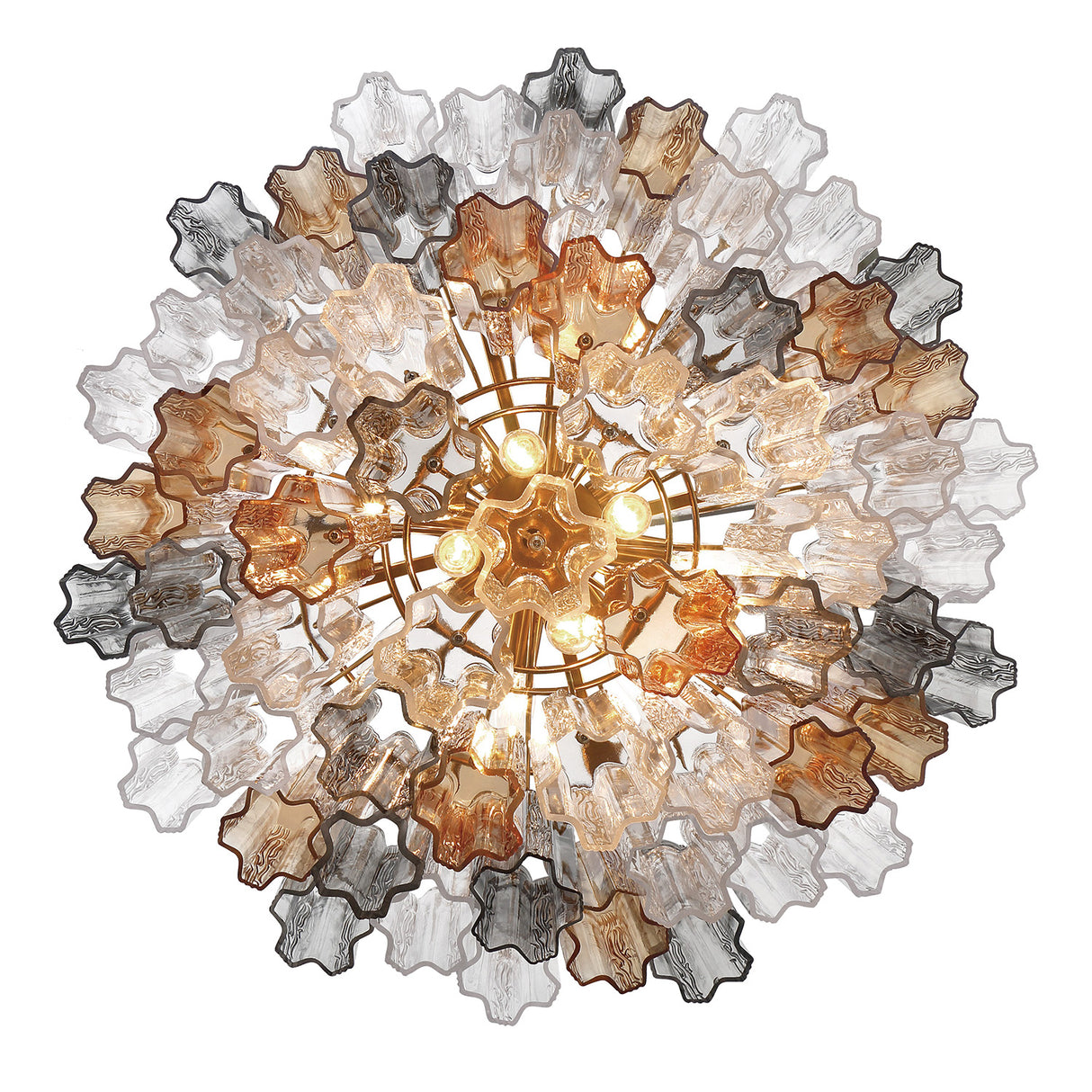 Grace 12 Light Chandelier 27", Brass with Gilded Fog Glass