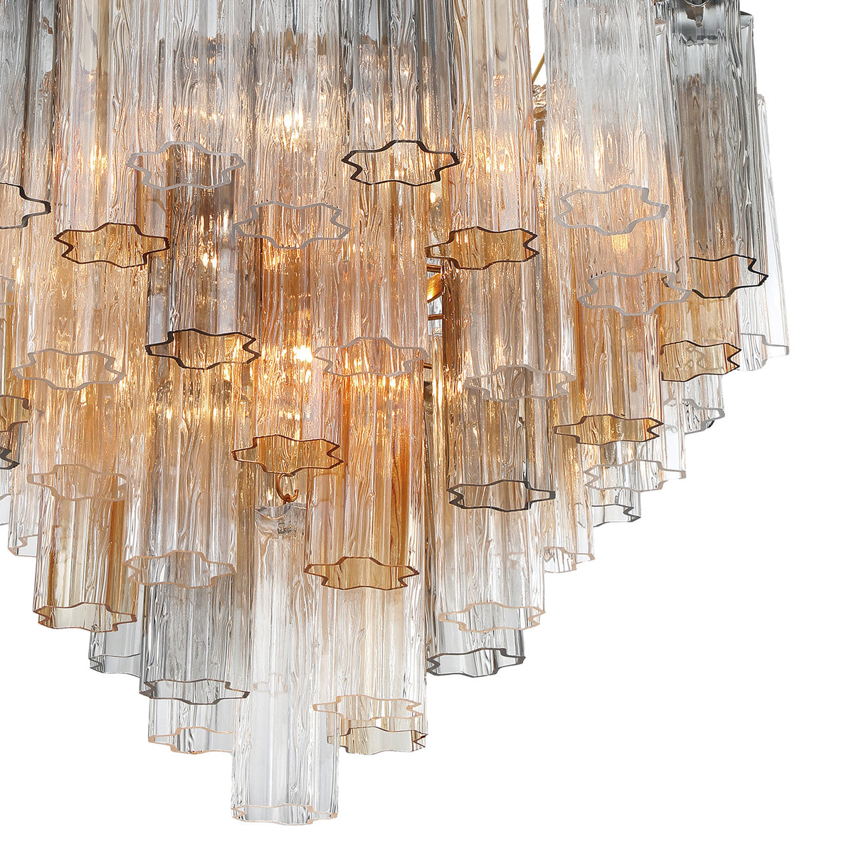 Grace 12 Light Chandelier 27", Brass with Gilded Fog Glass