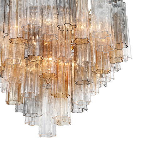Grace 12 Light Chandelier 27", Brass with Gilded Fog Glass