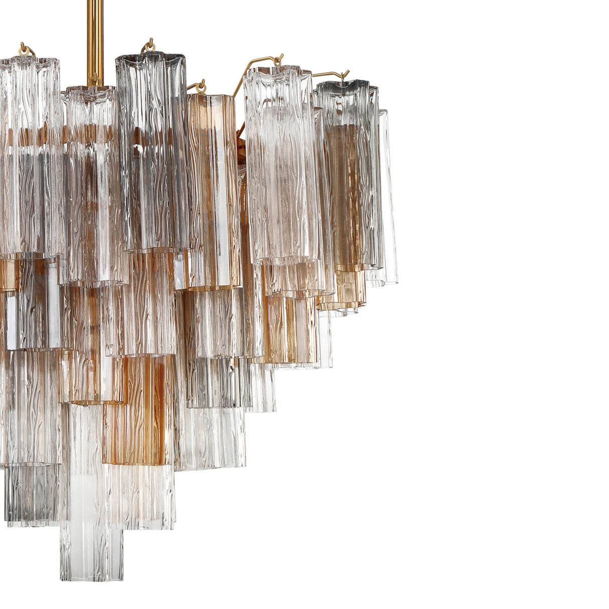 Grace 12 Light Chandelier 27", Brass with Gilded Fog Glass