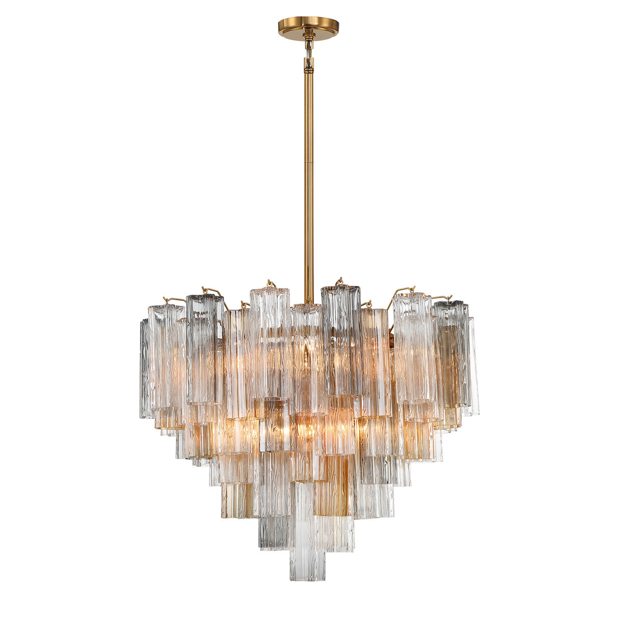 Grace 12 Light Chandelier 27", Brass with Gilded Fog Glass