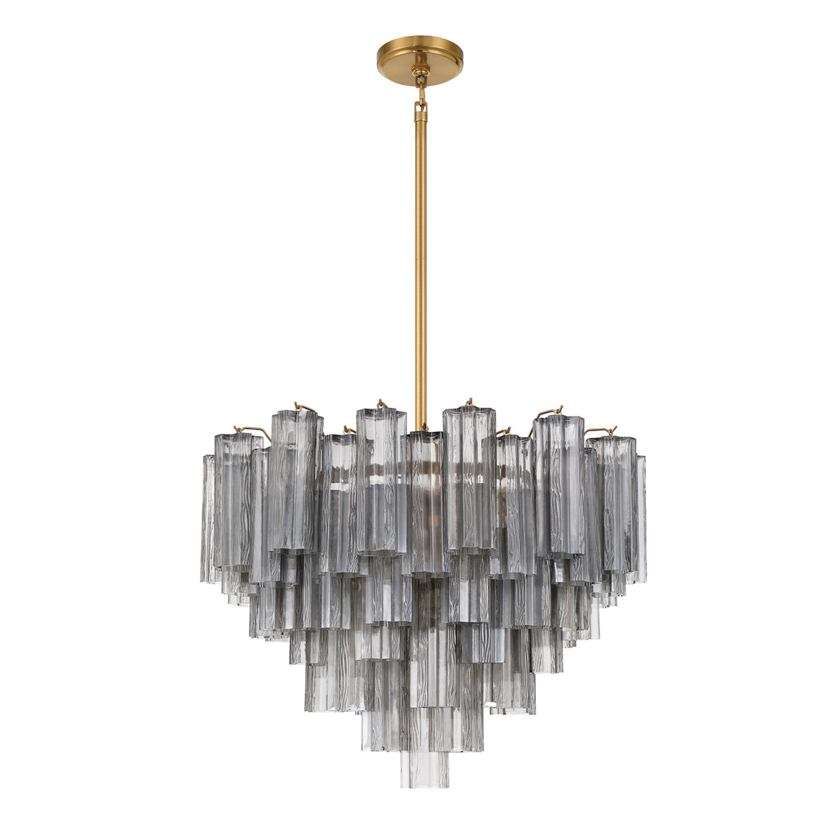 Grace 12 Light Chandelier 27", Brass with Smoke Glass
