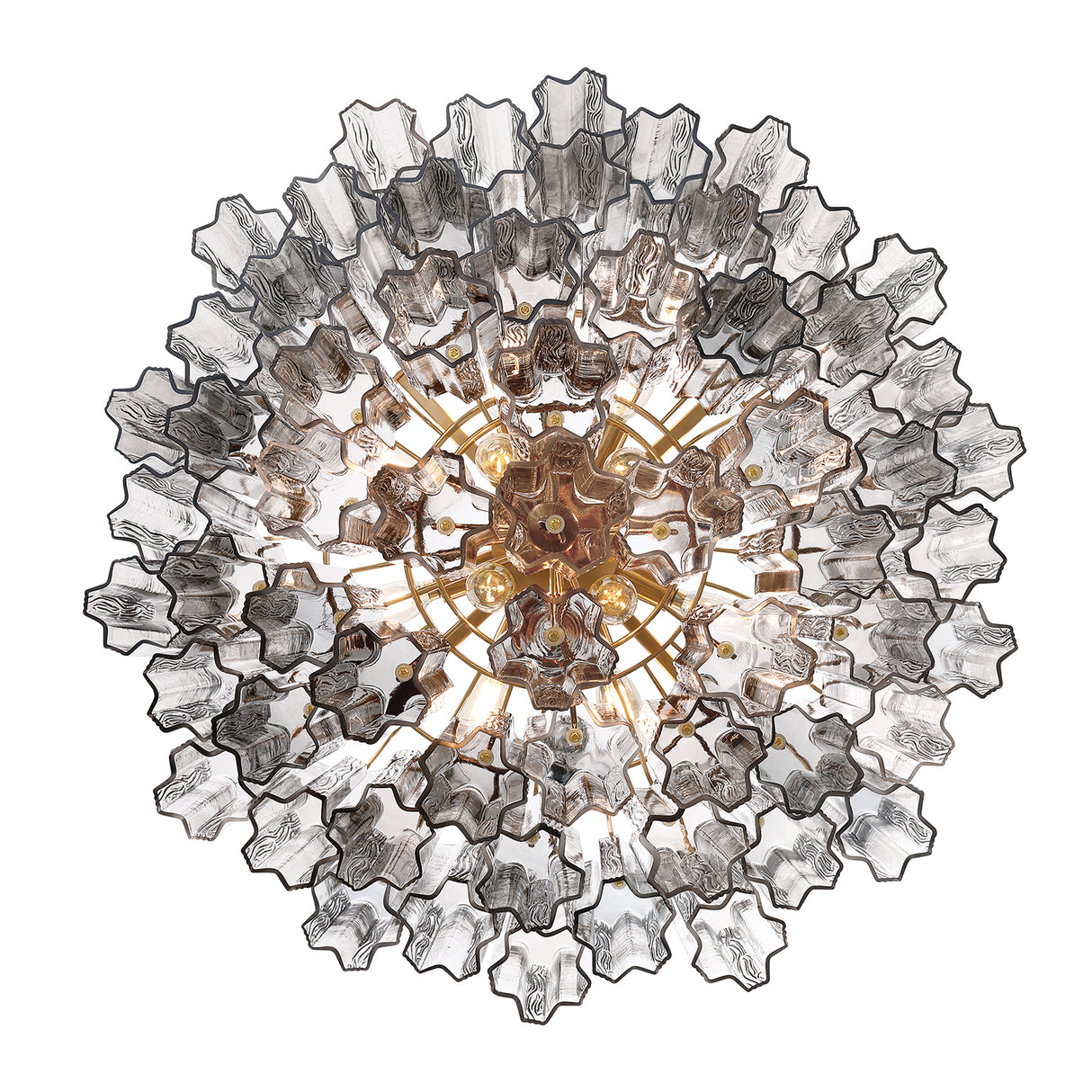 Grace 12 Light Chandelier 27", Brass with Smoke Glass