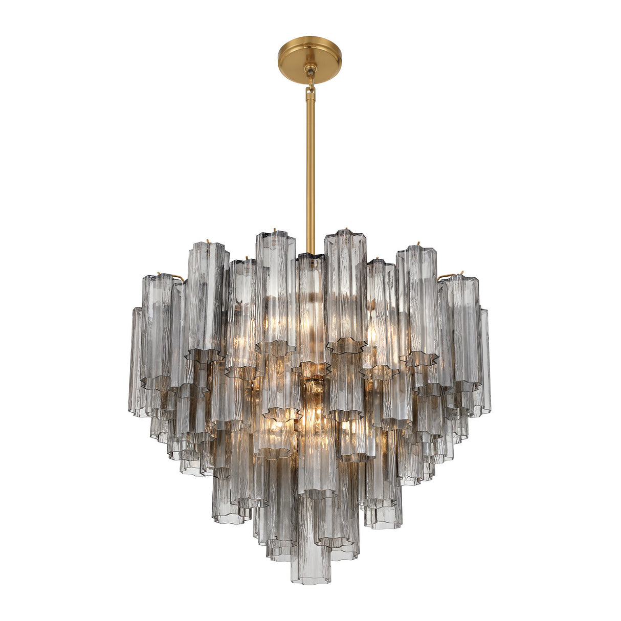 Grace 12 Light Chandelier 27", Brass with Smoke Glass