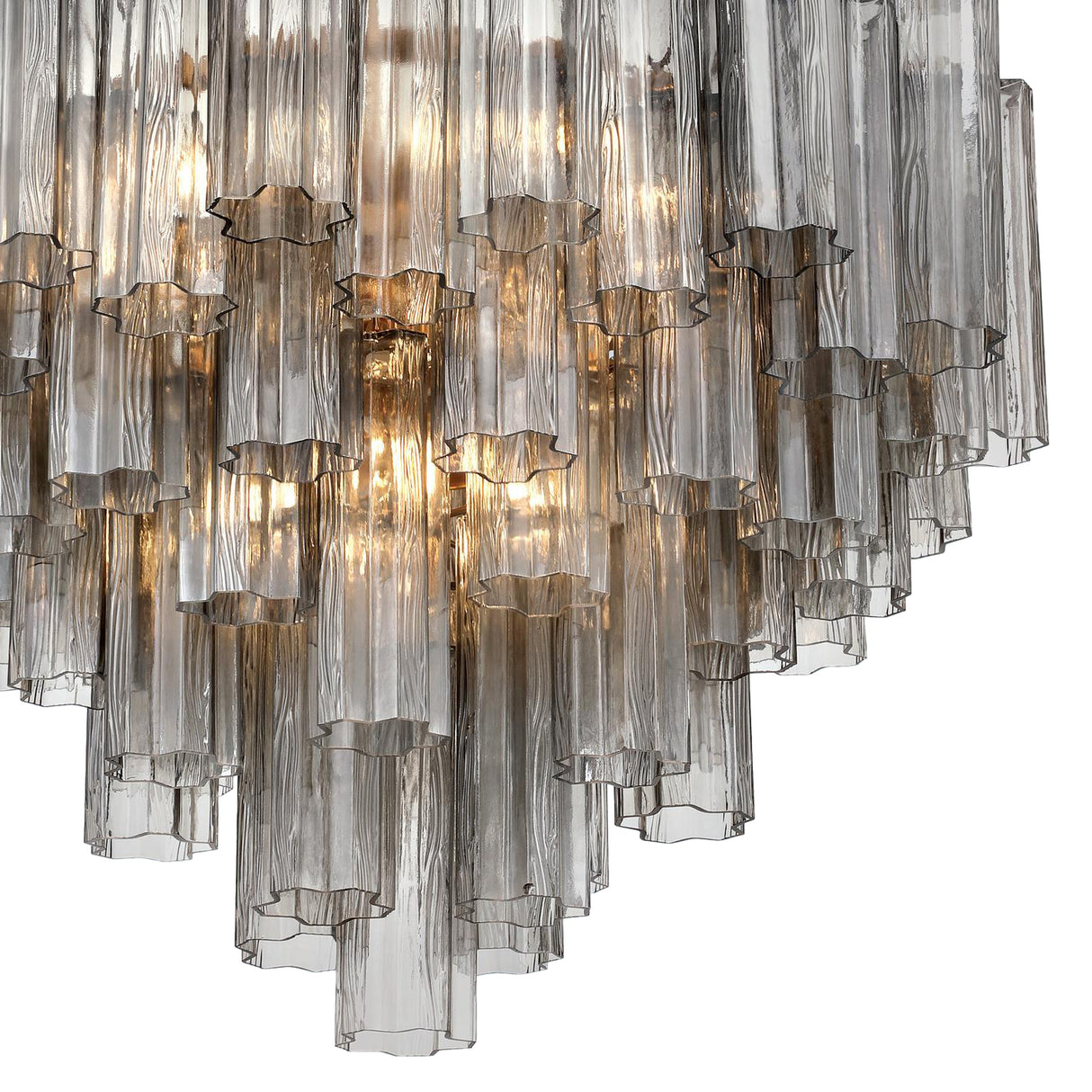 Grace 12 Light Chandelier 27", Brass with Smoke Glass