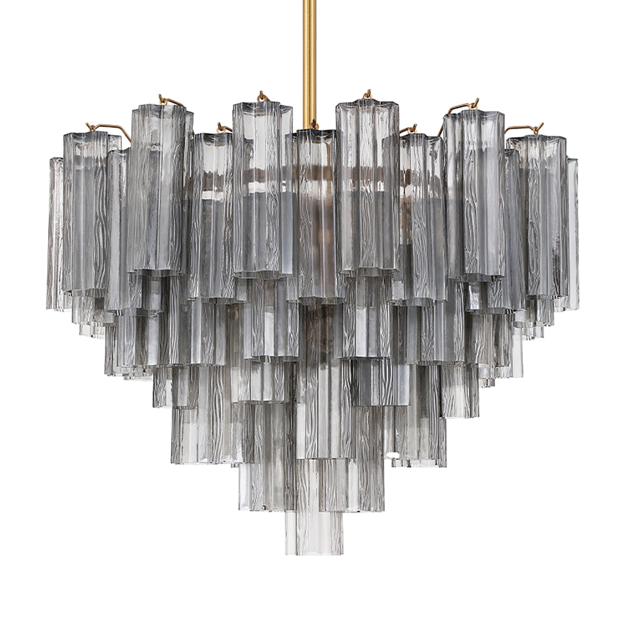 Grace 12 Light Chandelier 27", Brass with Smoke Glass