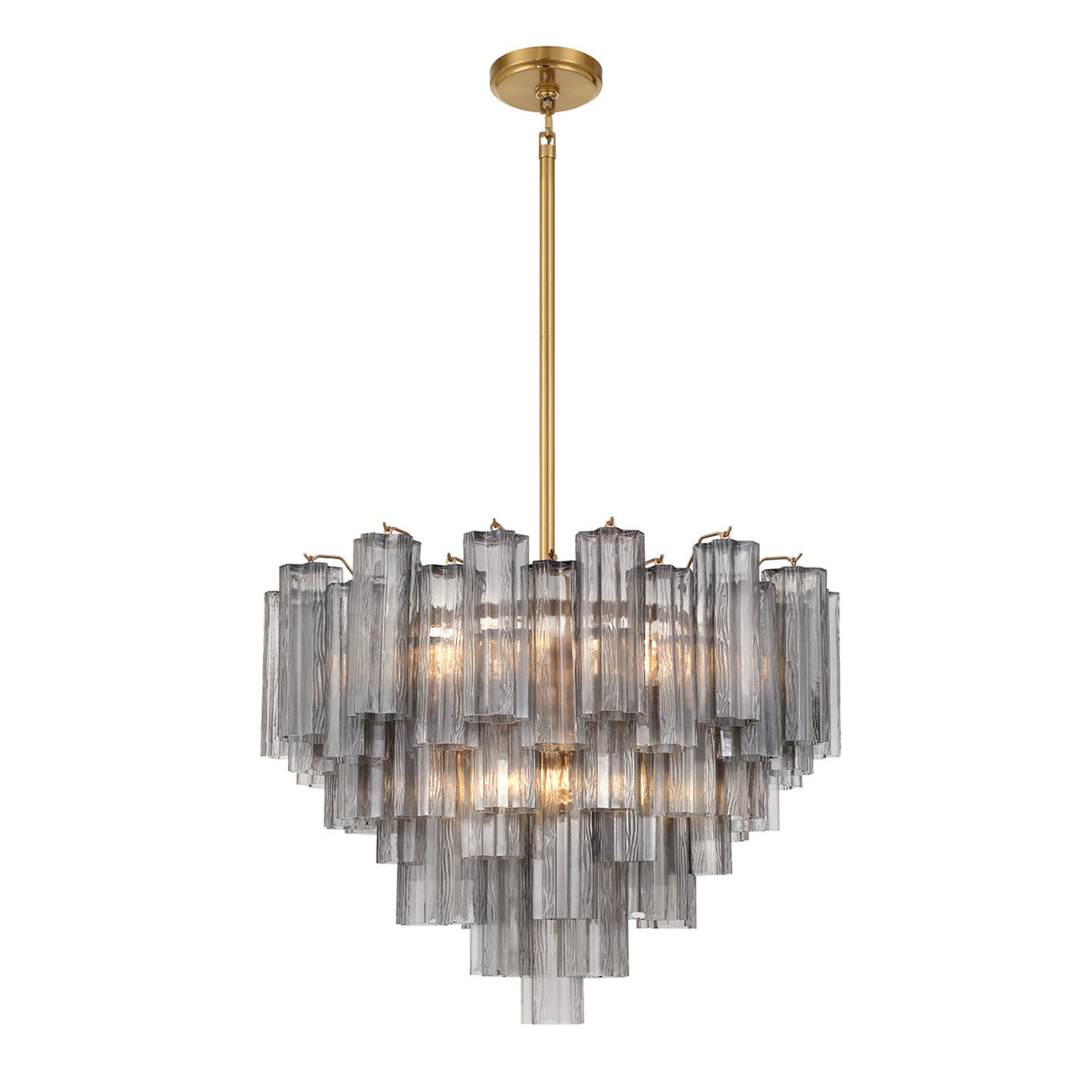 Grace 12 Light Chandelier 27", Brass with Smoke Glass