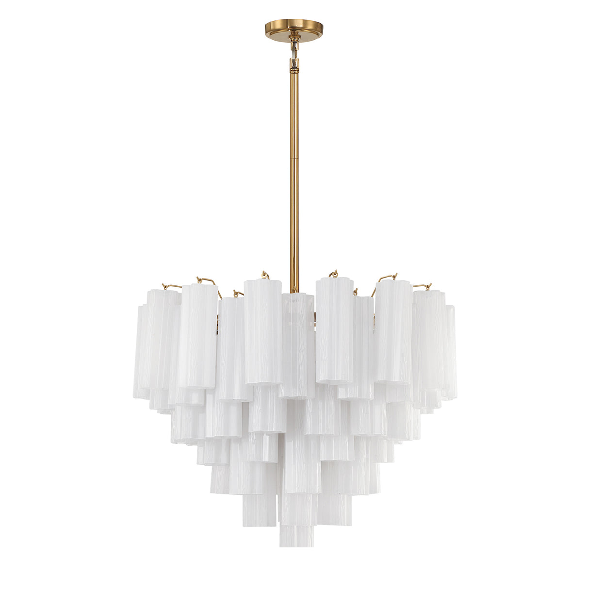 Grace 12 Light Chandelier 27", Brass with White Glass