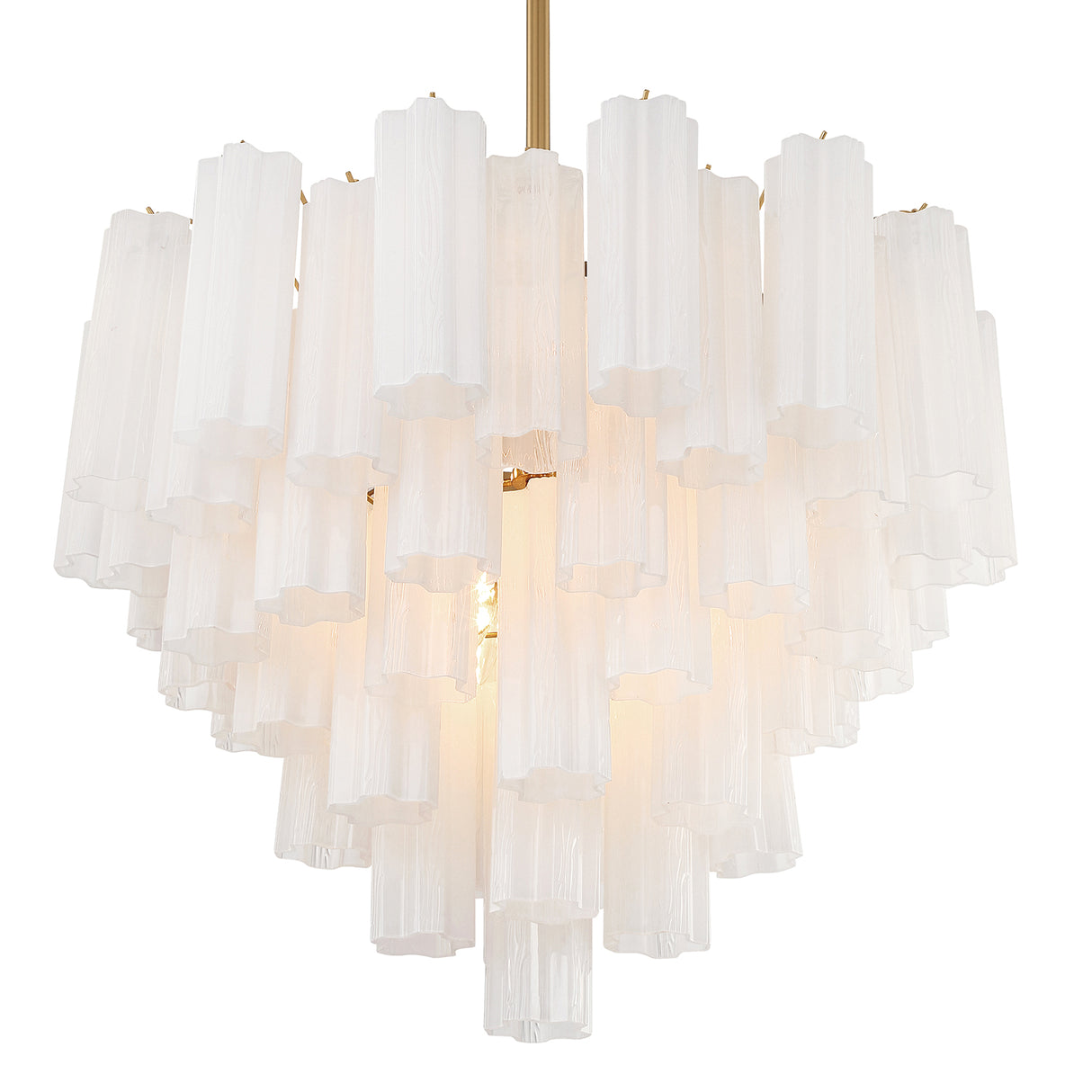 Grace 12 Light Chandelier 27", Brass with White Glass