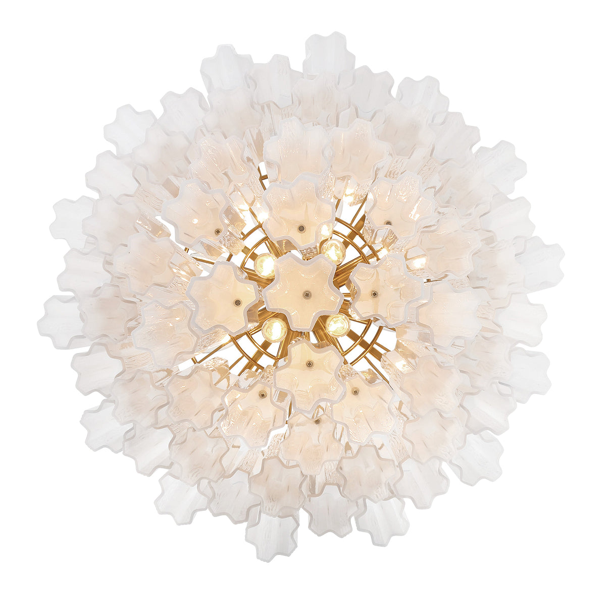 Grace 12 Light Chandelier 27", Brass with White Glass