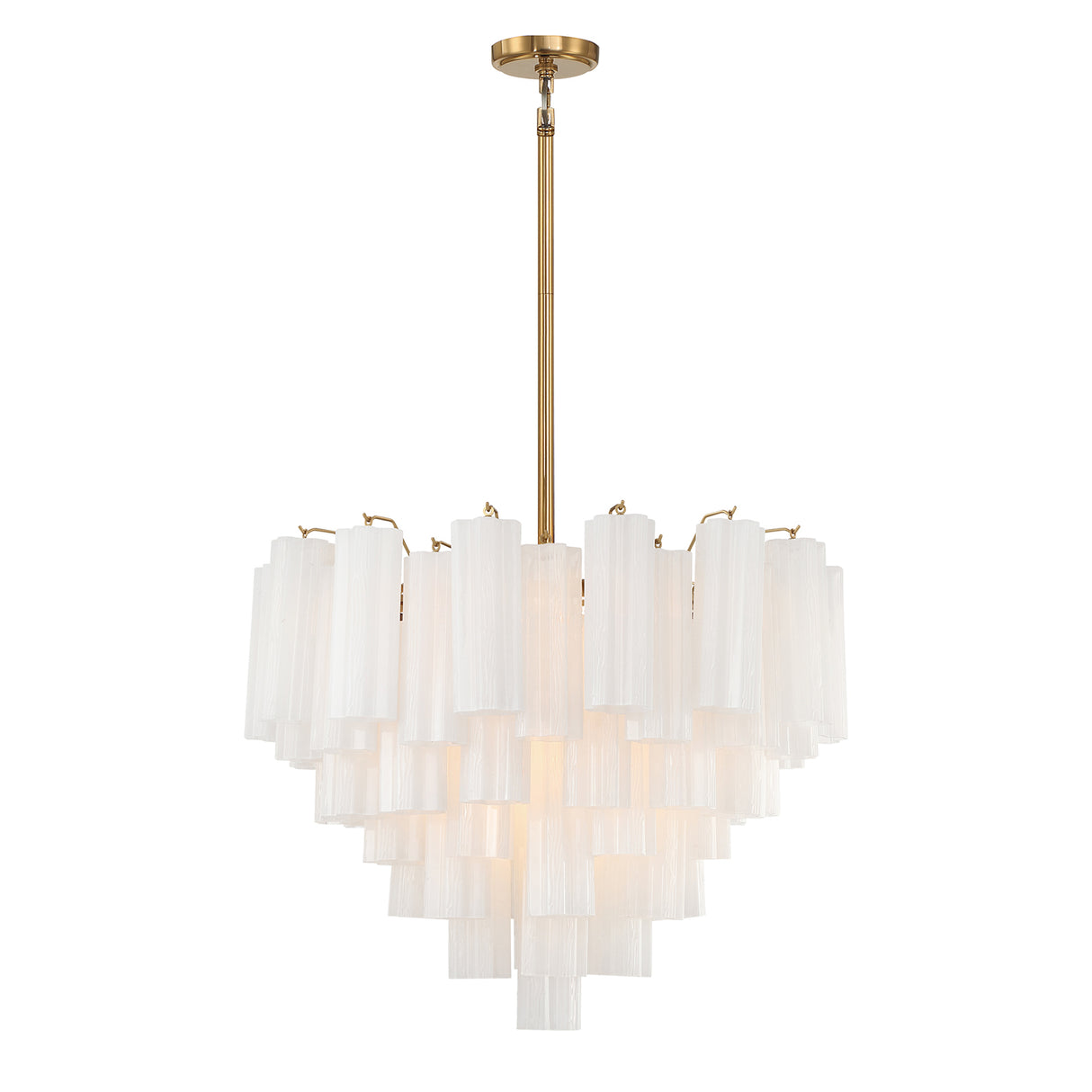 Grace 12 Light Chandelier 27", Brass with White Glass