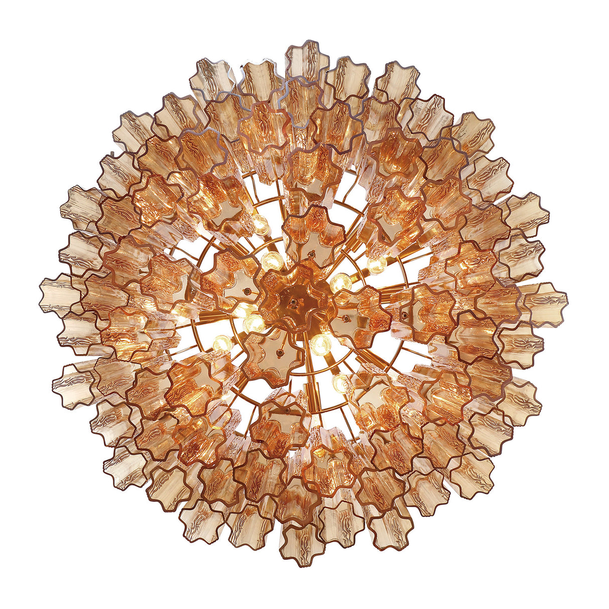 Grace 16 Light Chandelier 32", Brass with Topaz Glass