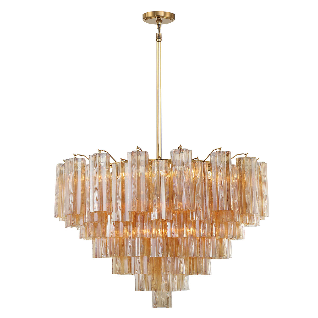 Grace 16 Light Chandelier 32", Brass with Topaz Glass