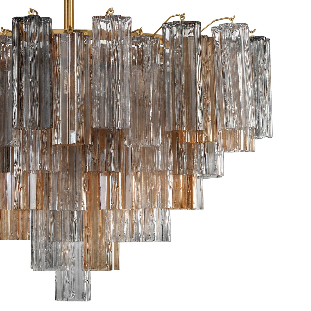 Grace 16 Light Chandelier 32", Brass with Gilded Fog Glass