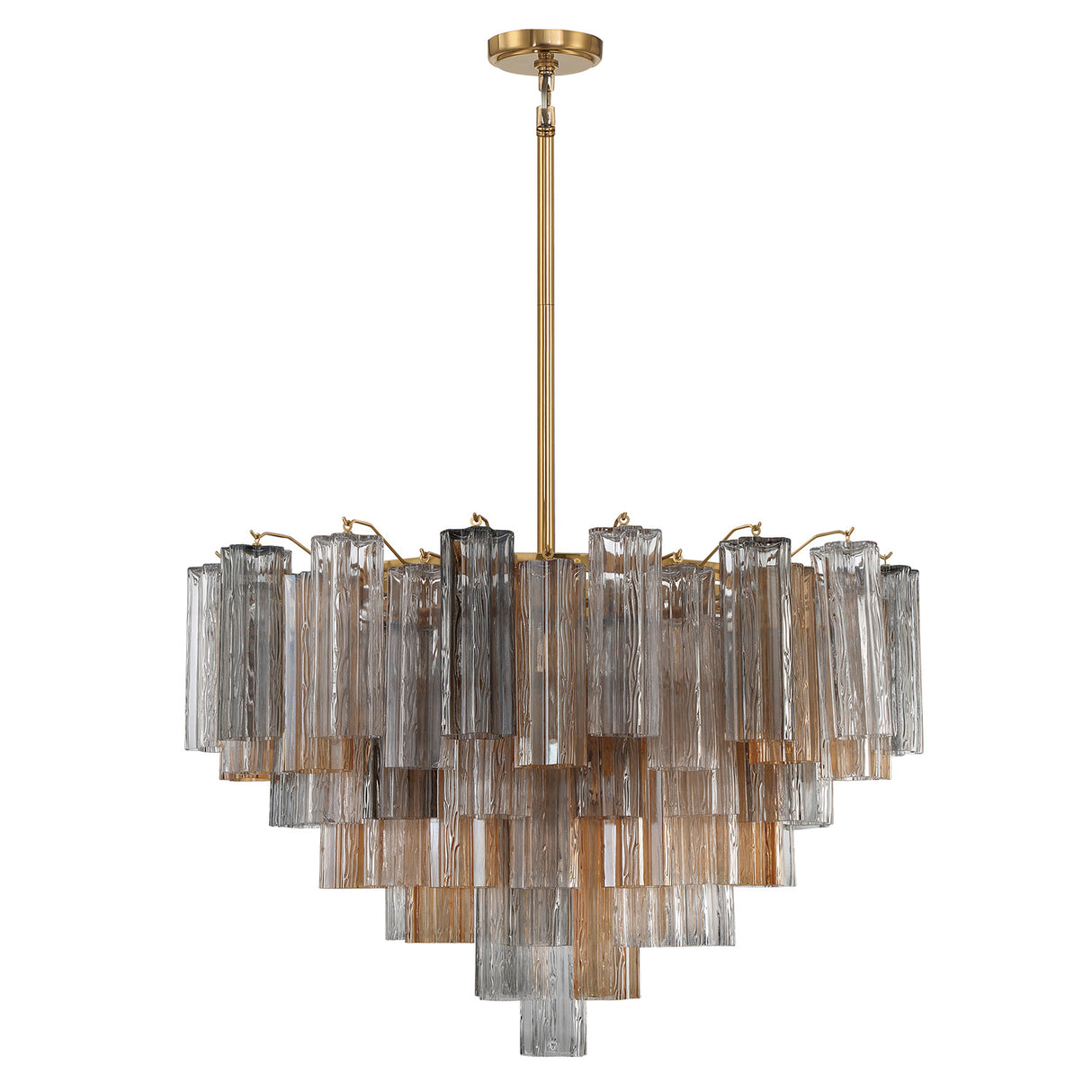 Grace 16 Light Chandelier 32", Brass with Gilded Fog Glass