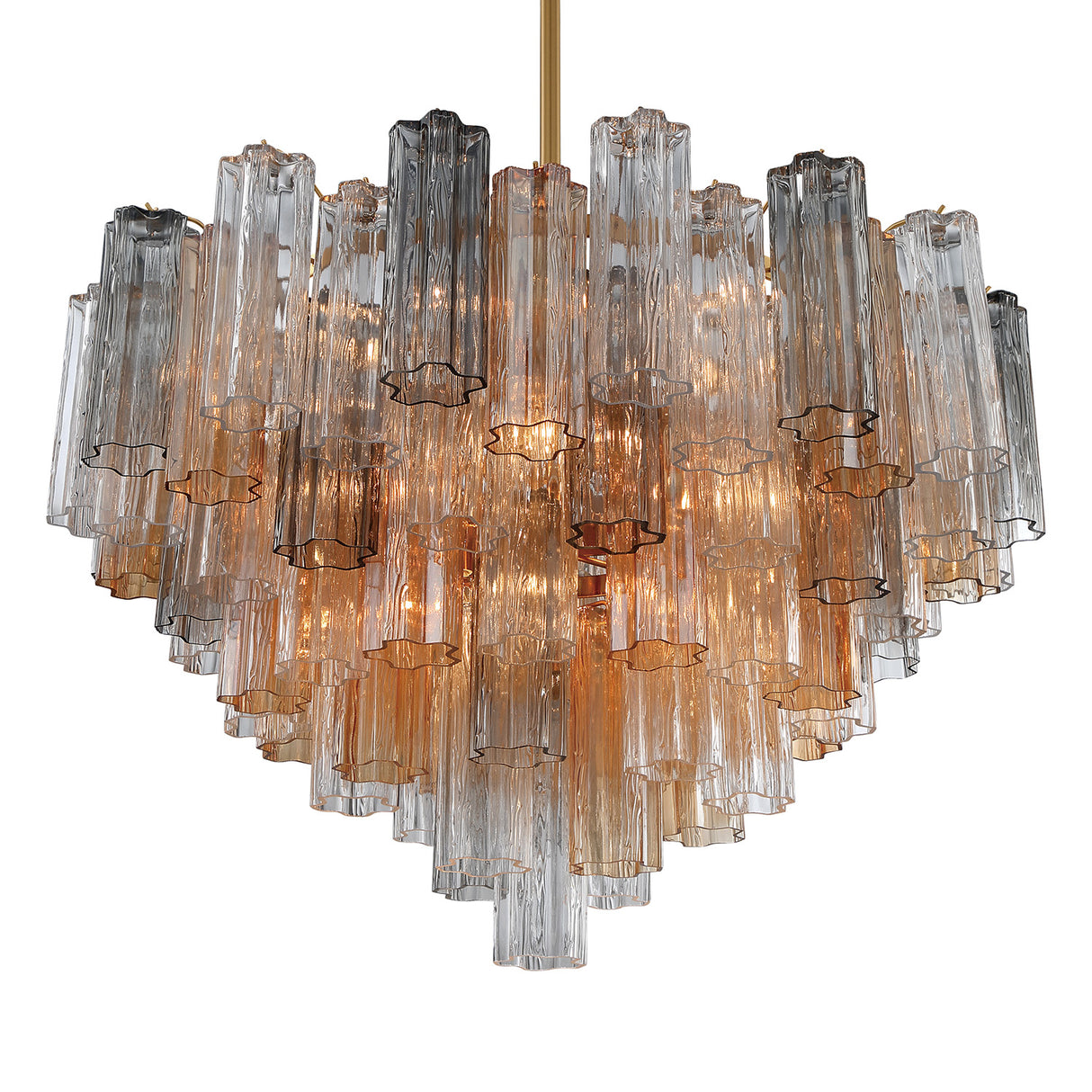 Grace 16 Light Chandelier 32", Brass with Gilded Fog Glass