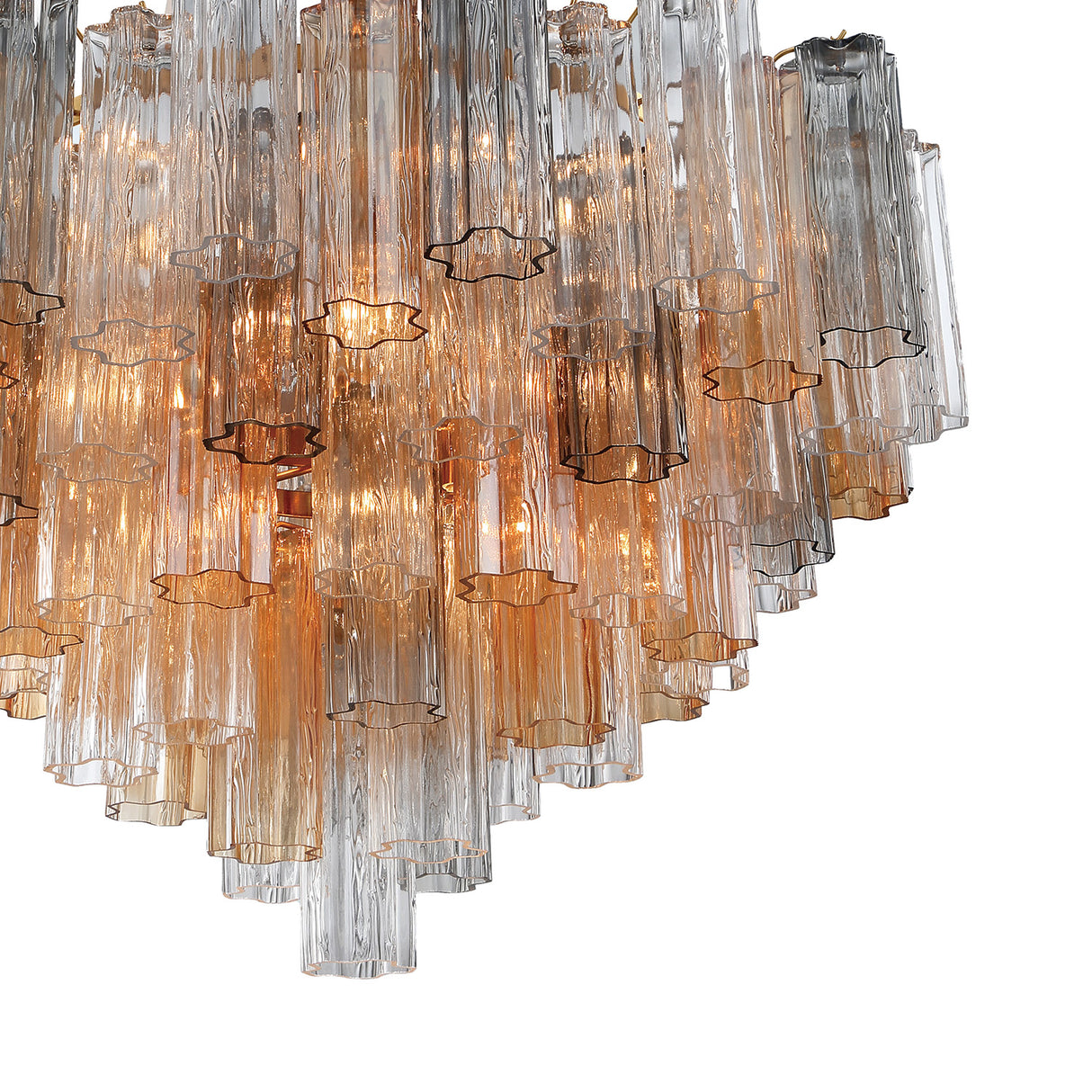Grace 16 Light Chandelier 32", Brass with Gilded Fog Glass