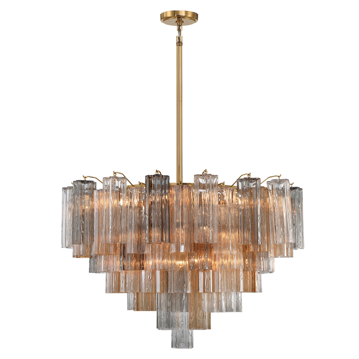 Grace 16 Light Chandelier 32", Brass with Gilded Fog Glass