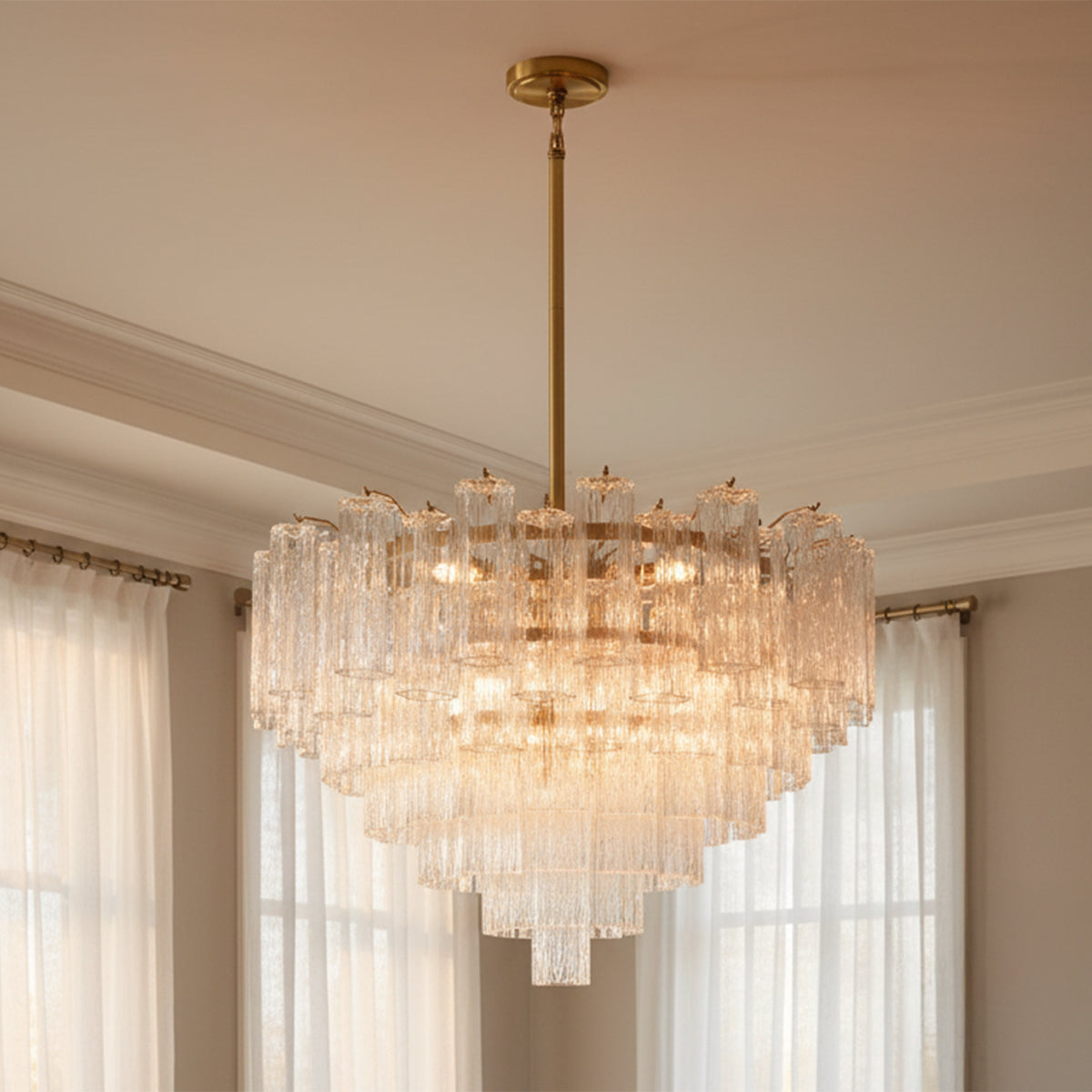 Grace 16 Light Chandelier 32" for Transitional home with Warm Beige walls