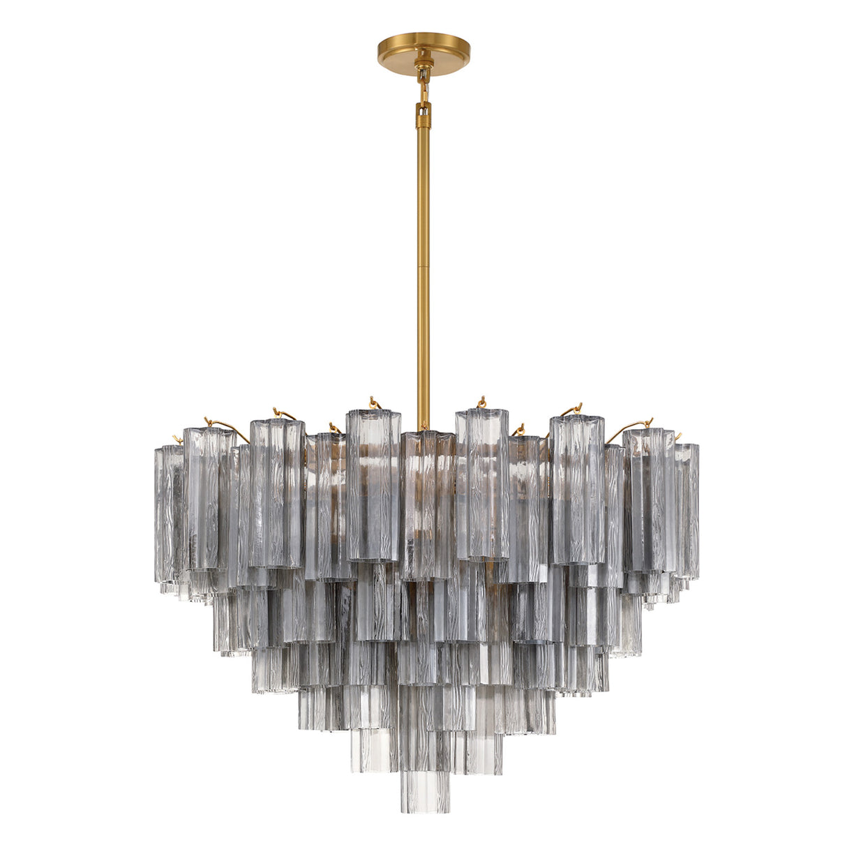 Grace 16 Light Chandelier 32", Brass with Smoke Glass