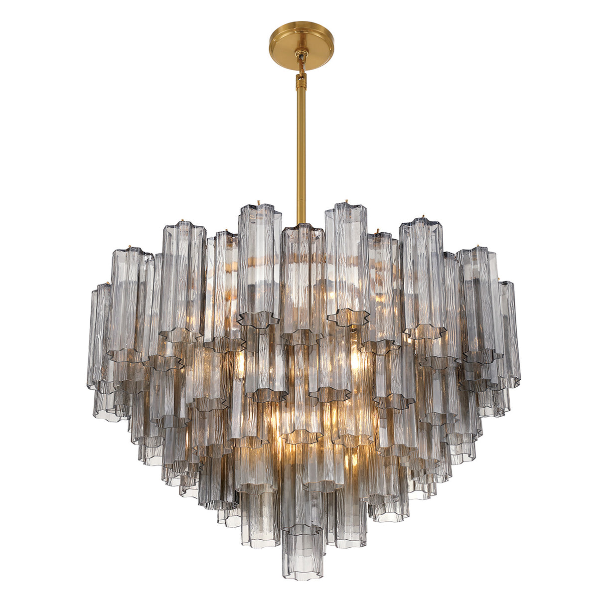 Grace 16 Light Chandelier 32", Brass with Smoke Glass