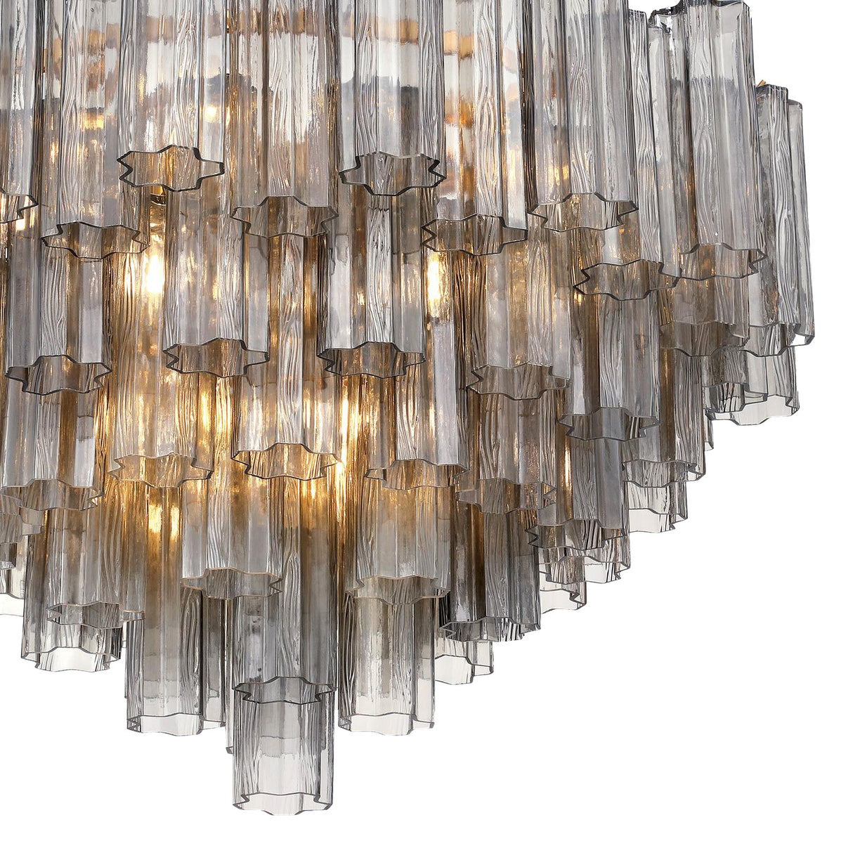 Grace 16 Light Chandelier 32", Brass with Smoke Glass