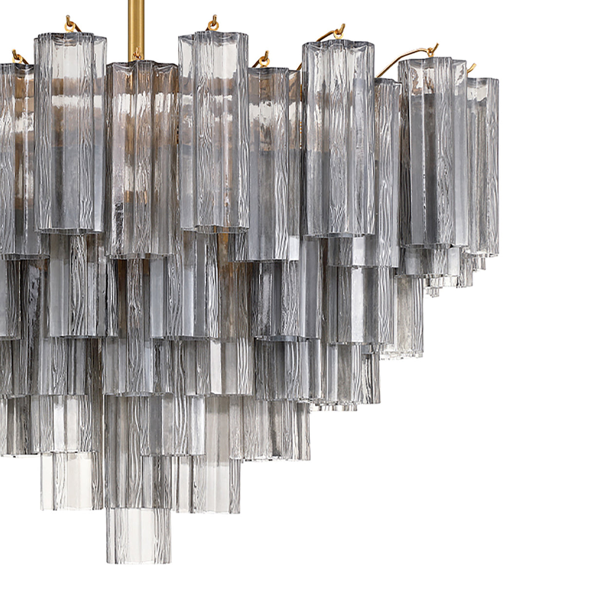 Grace 16 Light Chandelier 32", Brass with Smoke Glass