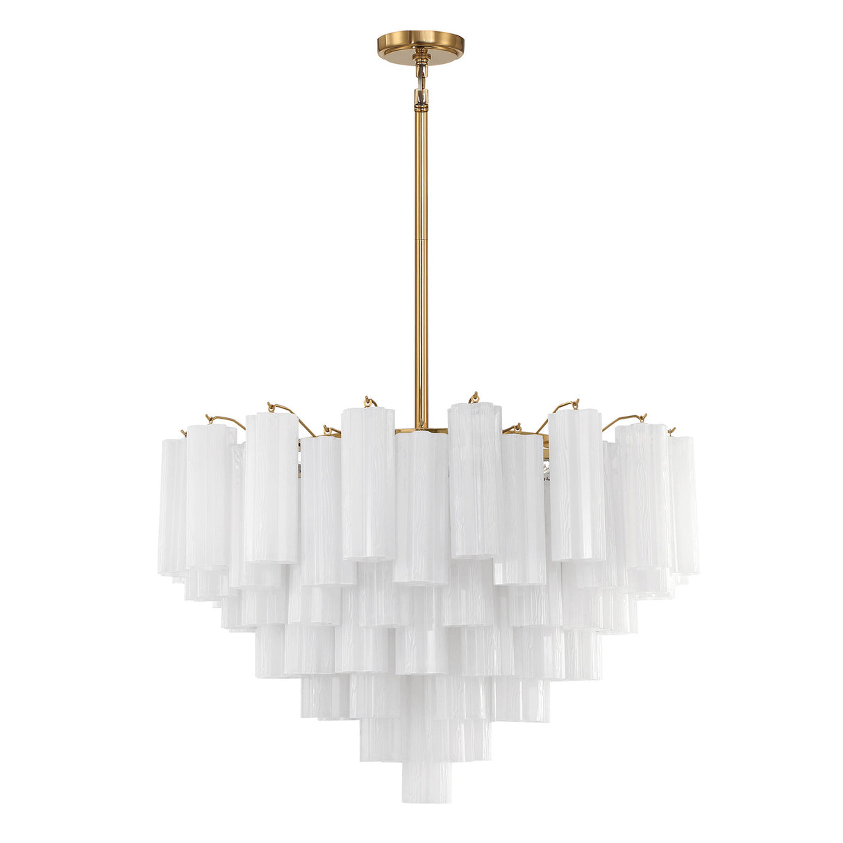 Grace 16 Light Chandelier 32", Brass with White Glass