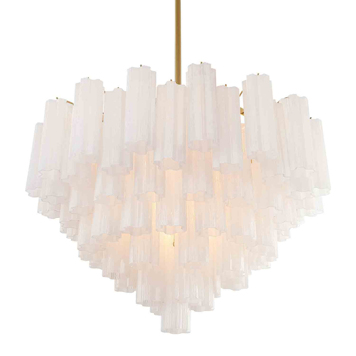 Grace 16 Light Chandelier 32", Brass with White Glass