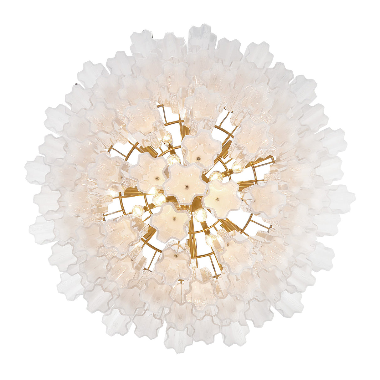 Grace 16 Light Chandelier 32", Brass with White Glass