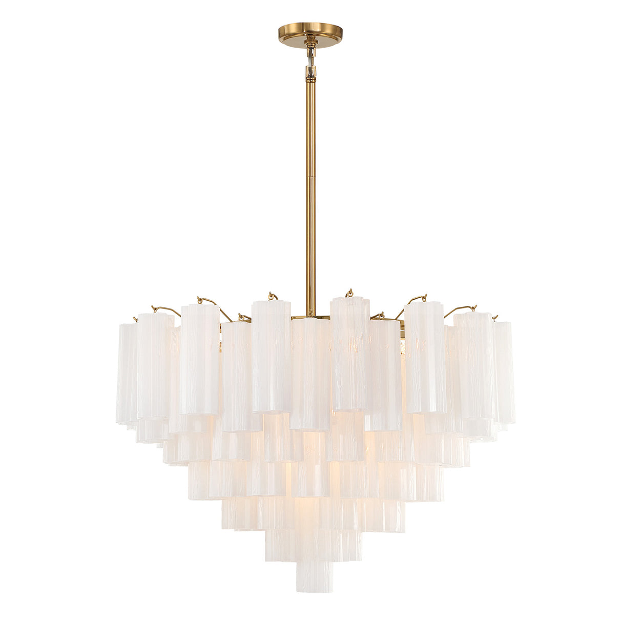 Grace 16 Light Chandelier 32", Brass with White Glass