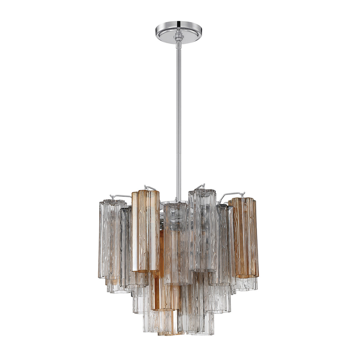Grace 4 Light Mini Chandelier 18", Chrome with Gilded Fog Glass
