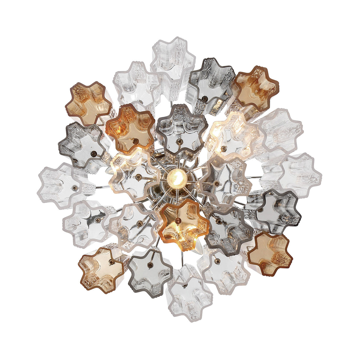 Grace 4 Light Mini Chandelier 18", Chrome with Gilded Fog Glass