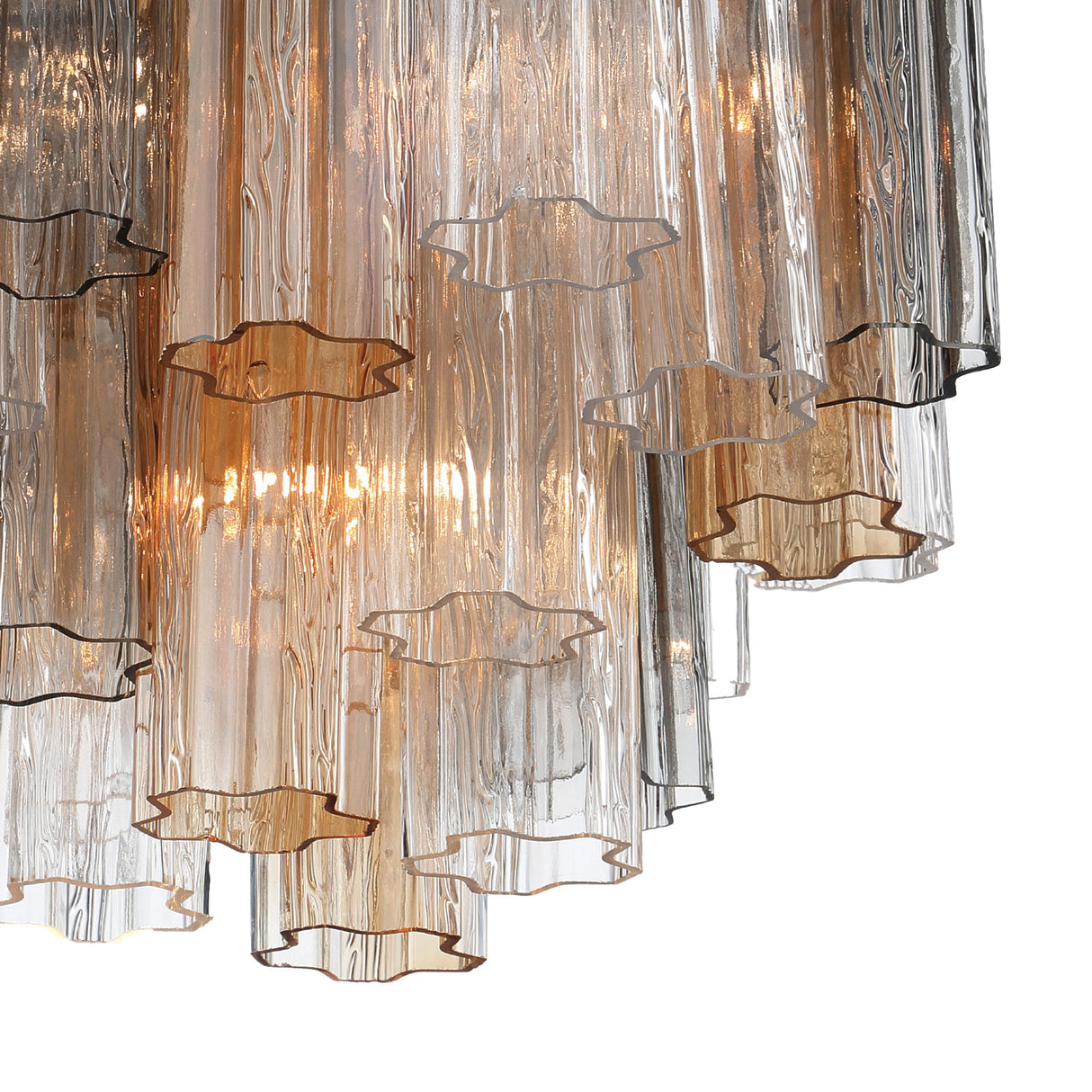 Grace 4 Light Mini Chandelier 18", Chrome with Gilded Fog Glass