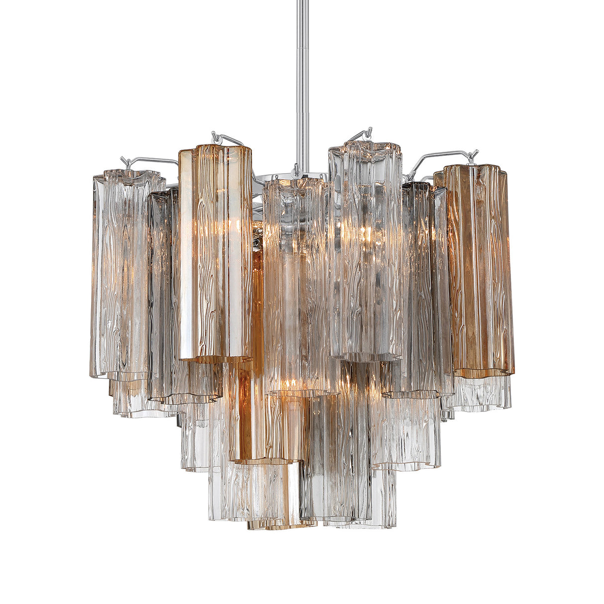 Grace 4 Light Mini Chandelier 18", Chrome with Gilded Fog Glass