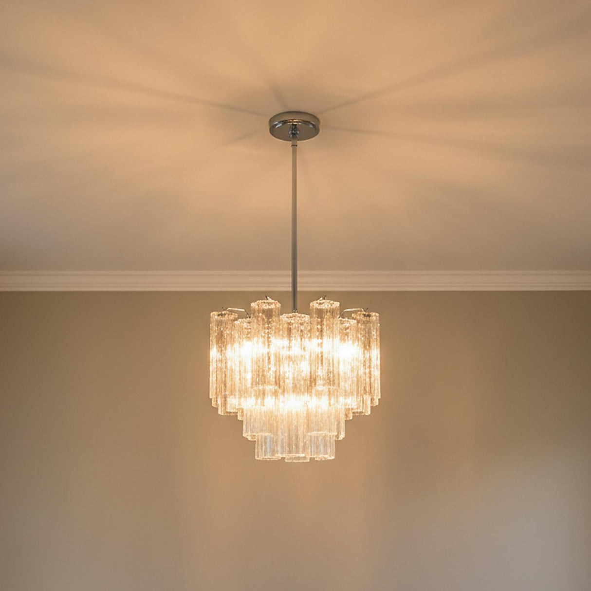 Grace 4 Light Mini Chandelier 18", Chrome with Smoke Glass