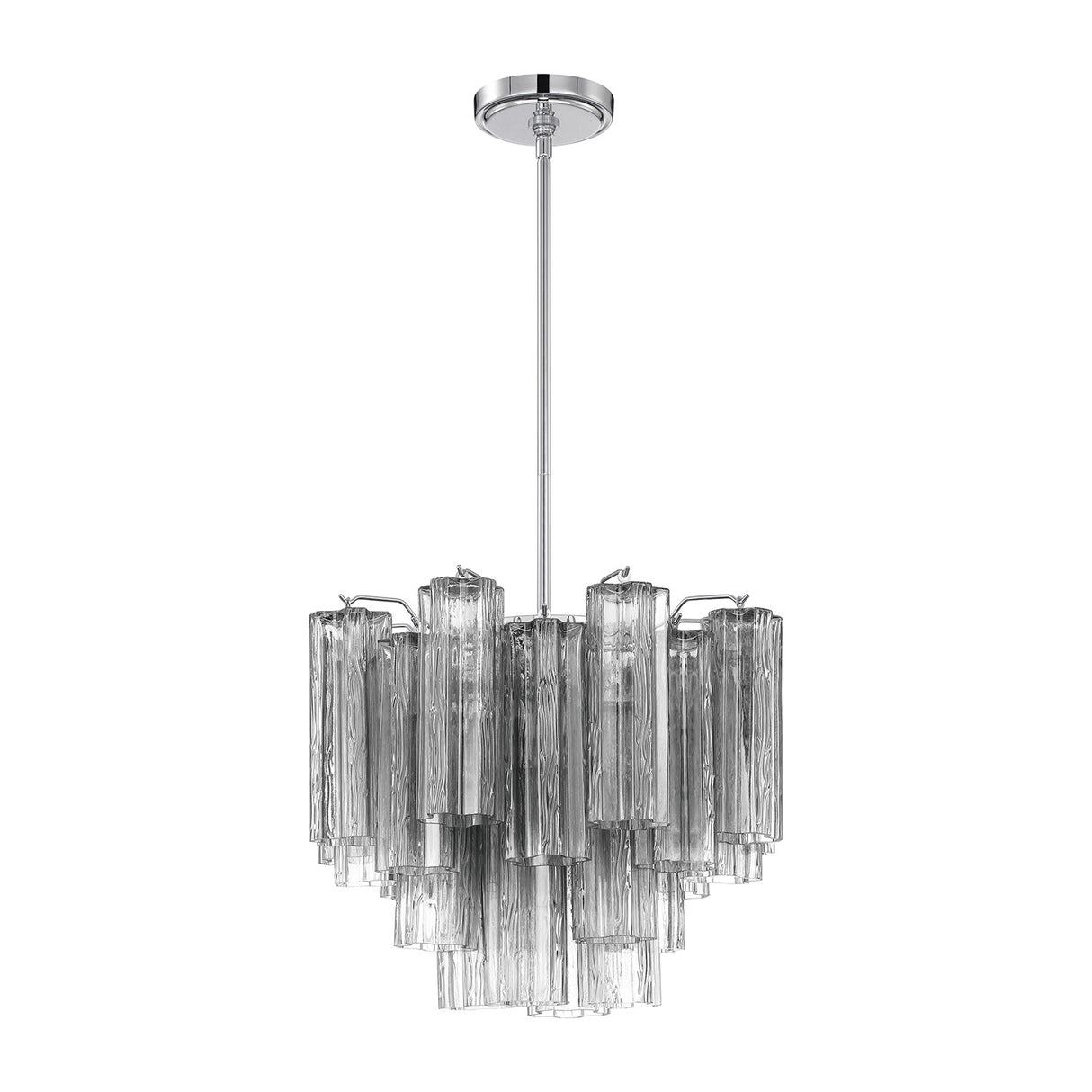 Grace 4 Light Mini Chandelier 18", Chrome with Smoke Glass