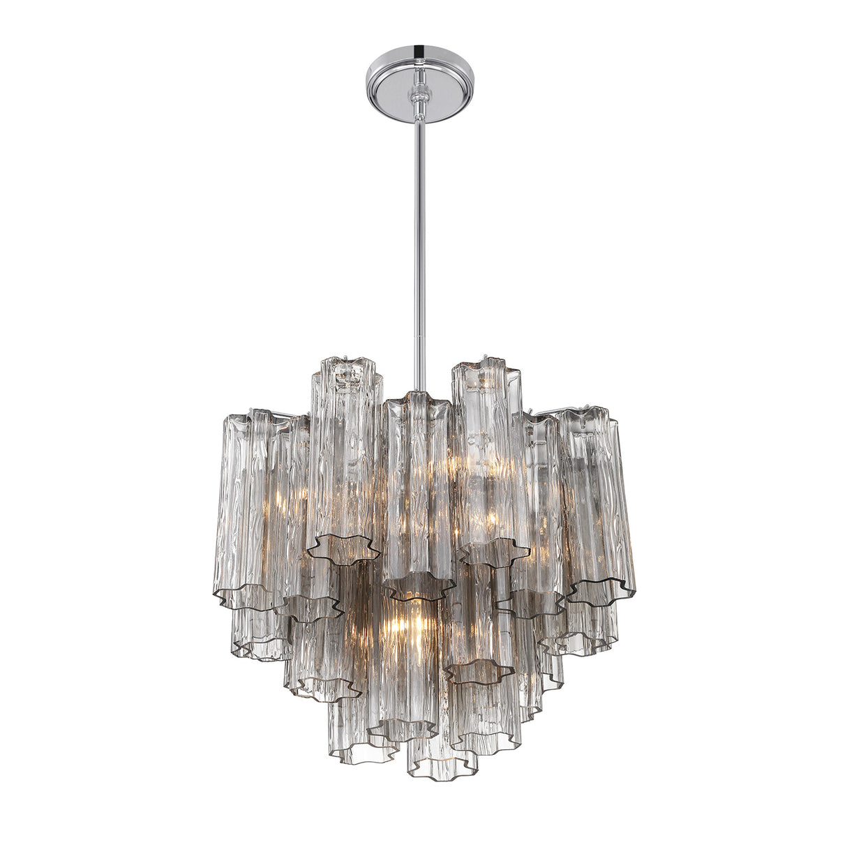 Grace 4 Light Mini Chandelier 18", Chrome with Smoke Glass