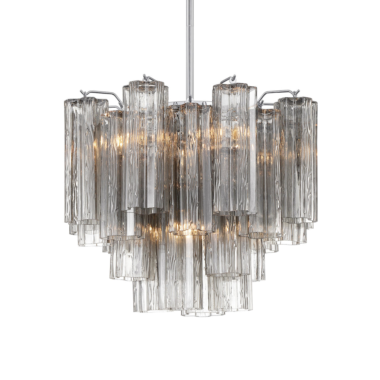 Grace 4 Light Mini Chandelier 18", Chrome with Smoke Glass