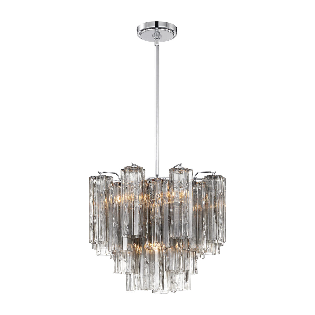 Grace 4 Light Mini Chandelier 18", Chrome with Smoke Glass