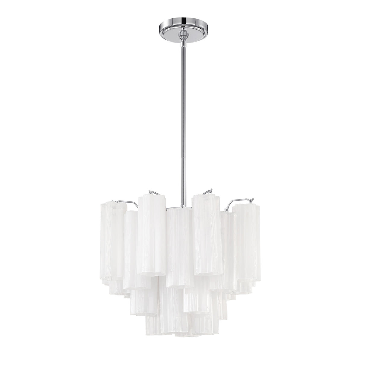 Grace 4 Light Mini Chandelier 18", Chrome with White Glass