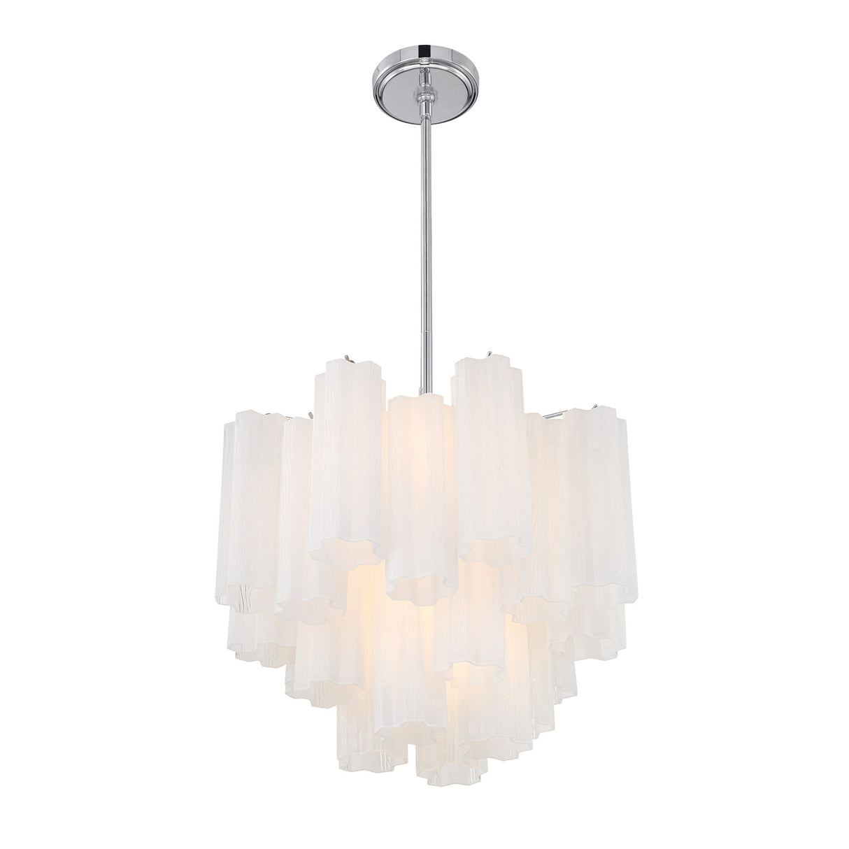 Grace 4 Light Mini Chandelier 18", Chrome with White Glass